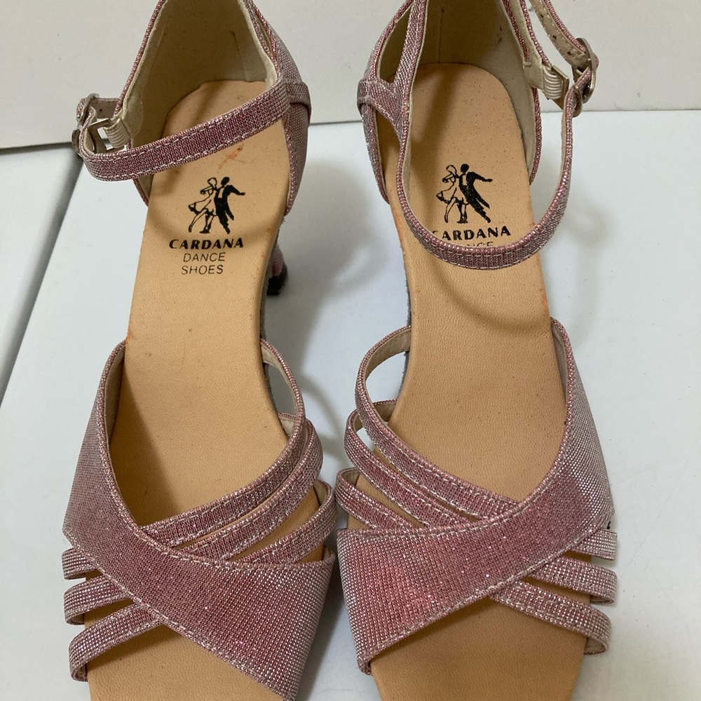 Cardana Ballroom Dance Shoes, light pink, glittery, size 7